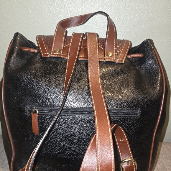 Euc Bally vintage black and brown woven leather backpack Bag - Picture 4 of 9